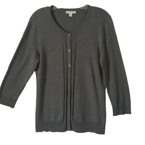 New York & Company  Cardigan Sweater Women Medium Gray Long Sleeves
